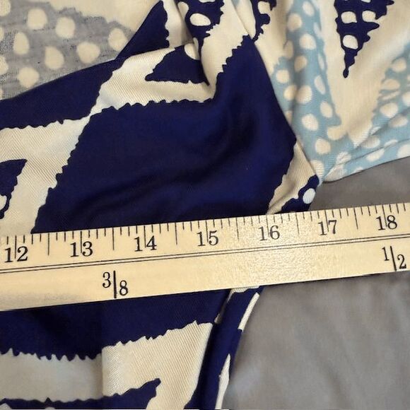 Diane Von Furstenberg Evrin Silk Jersey Pullover Dress Blue White Print Size 6 - Picture 7 of 10